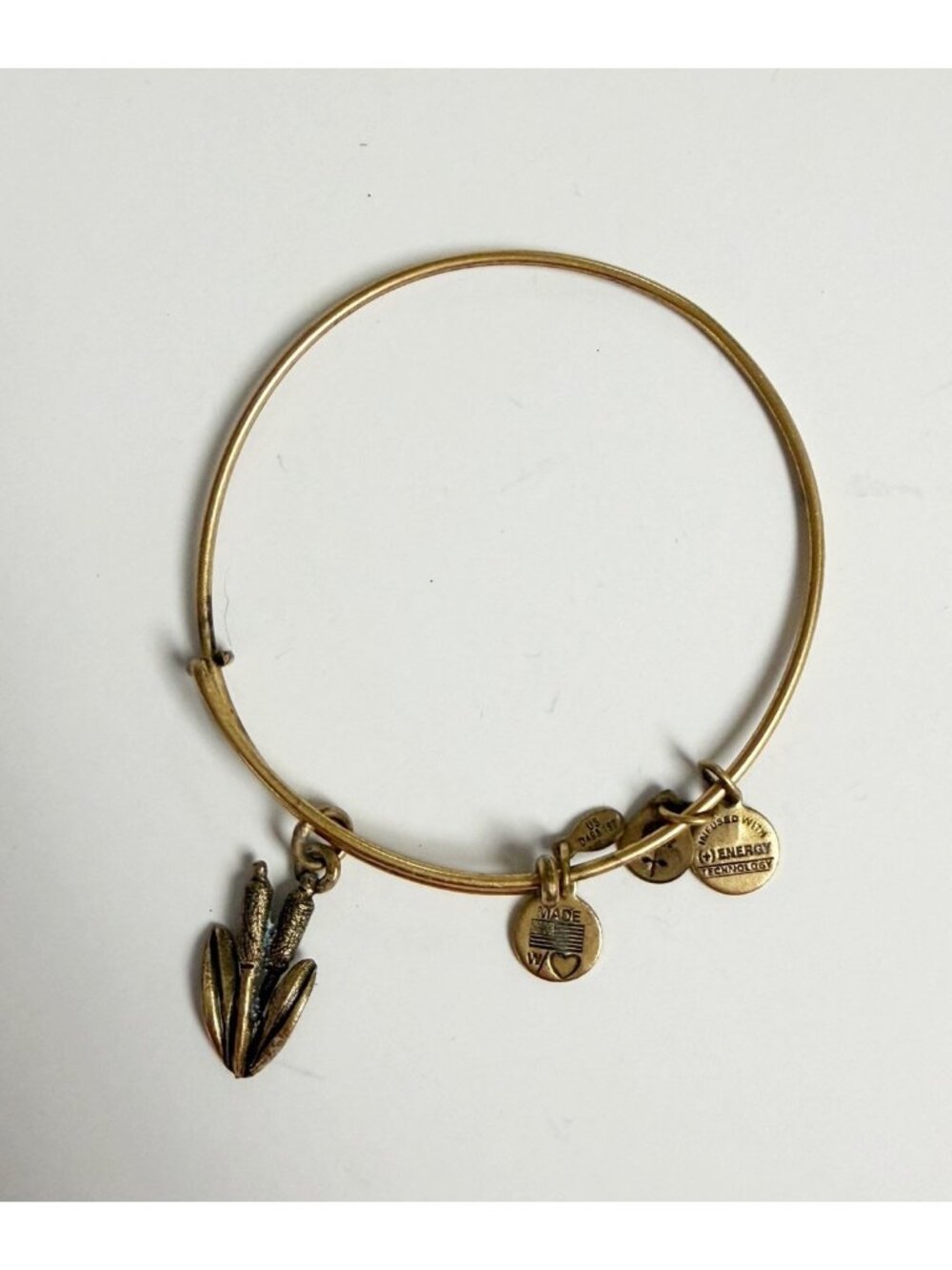 ALEX & ANI - Sacred Garden Cattail  bangle bracelet Russian Gold USA Patina